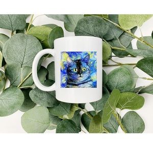 Custom Sublimated Starry Night Cat 11 oz Mug